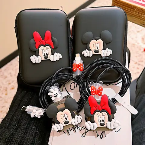Cute Mickey Minnie Cable Protector for iPhone / iPad 18W/20W Charger Protector Case Cable Management Phone Wire Cord Organizers