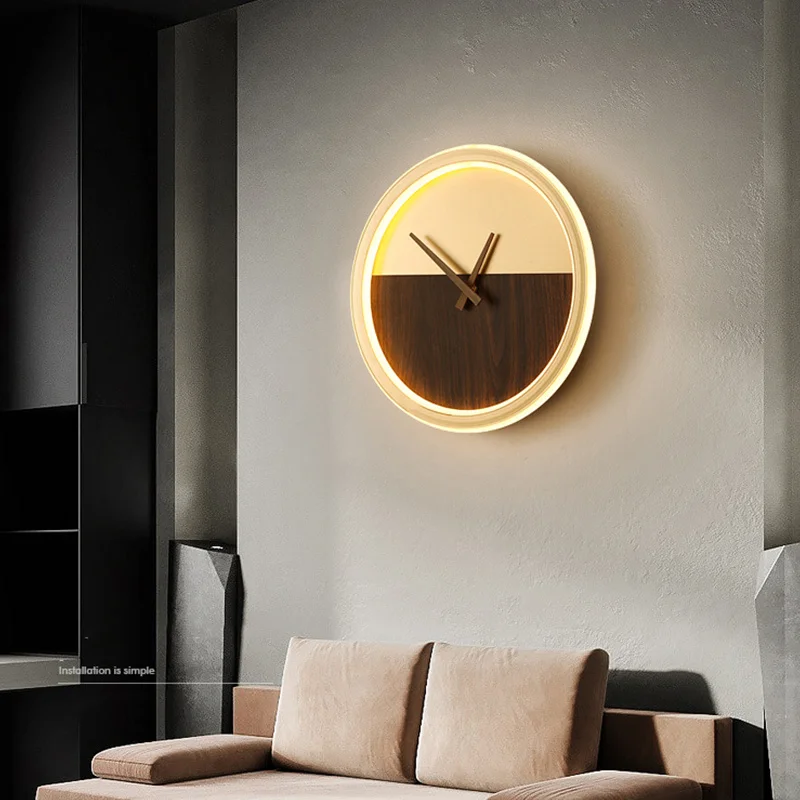 Modern Minimalist Led Wall Lamp With Clock Bedroom Dining Room Corridor Aisle Wall Light Home Indoor Lighting Decor Lamp Fixture