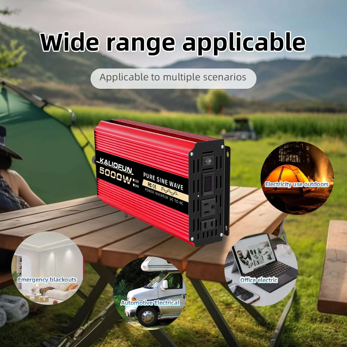 الولايات المتحدة المقبس 1000 واط 2200 واط 3000 واط 6000 واط 10000 واط العاكس 12 فولت إلى 110 فولت نقية شرط لموجة العاكس للسيارة كفاءة عالية طاقة موثوقة