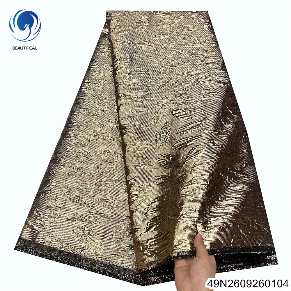 

2025 Новое красивое и элегантное кружевное платье кофейного цвета из французской жаккардовой ткани, удобное вечернее и банкетное платье 49N26092601