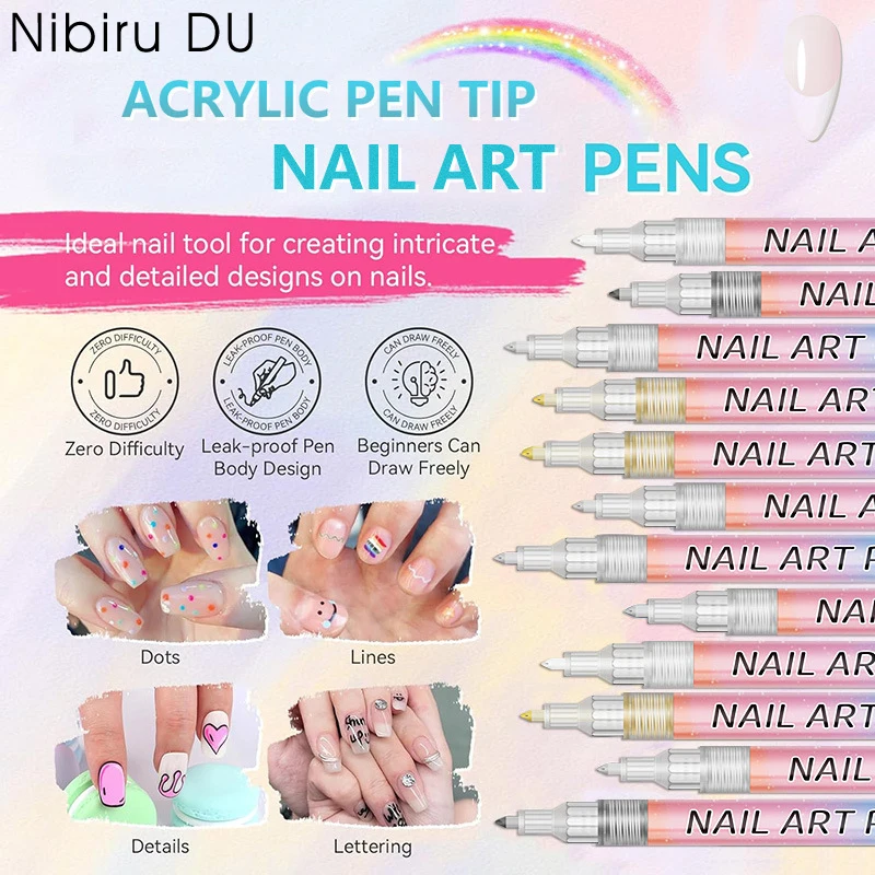 

12Pcs/Set Colourful Waterproof 3D Nail Art Graffiti Marker Pen DIY Nail Drawing Liner Tool Abstract Line Manicure Painting Tools