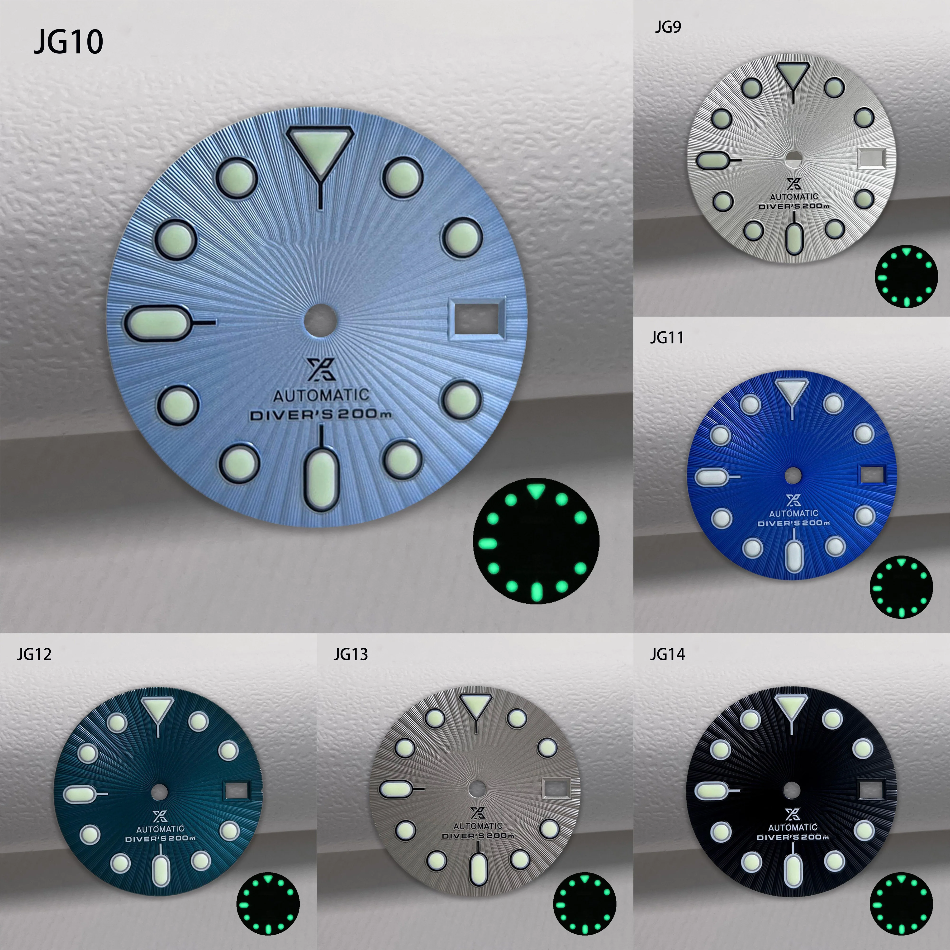 28.5mm radiation pattern green dial, suitable for NH35/36 movement watch accessory modification