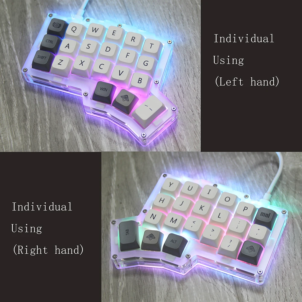 Corn Acrylic Keyboard Kit DIY 42Key VIAL Configure Programmable Mechanical RGB Split Kyeboard Hot swappable Gateron