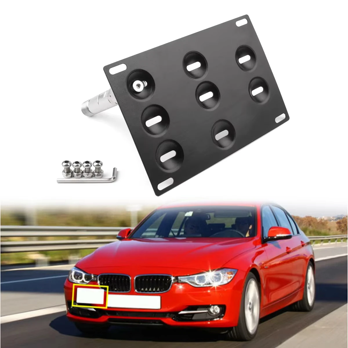 Front Bumper Tow Hook License Plate Bracket Relocator Compatible for Scion FR-S Subaru BRZ Subaru WRX/WRX STI Toyota GT