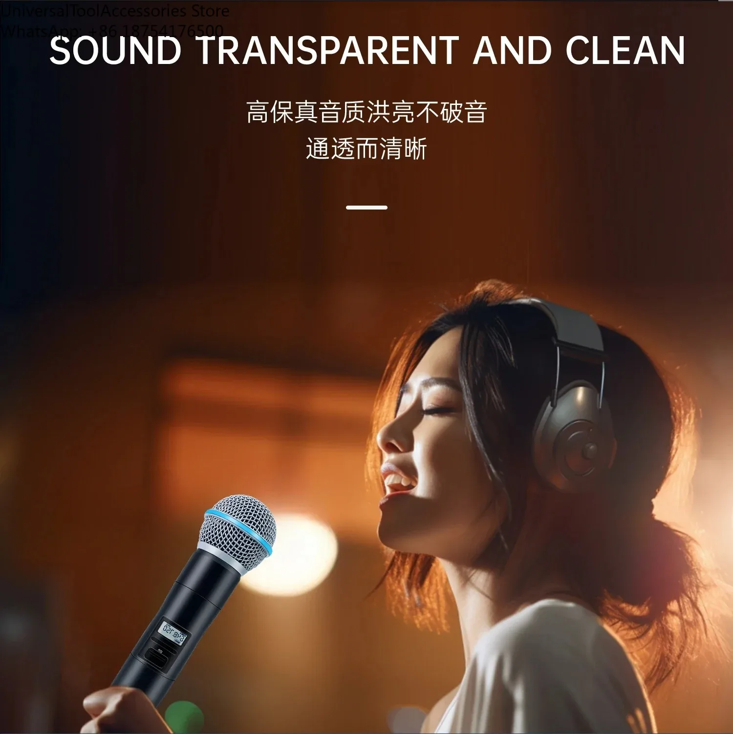 

V1633 2-Channel Wireless Microphone System High-Quality for DJ Party Stage Church Performance - Portable Audio Equipment