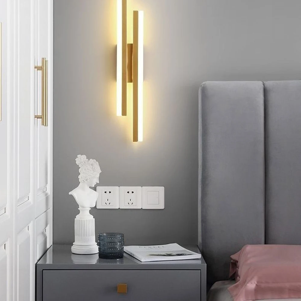 Lámpara de pared LED de alambre, candelabro minimalista moderno de hierro acrílico para dormitorio, sala de estar, pasillo, escalera, estilo escandinavo