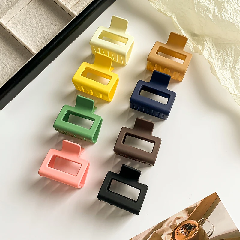 5cm Mini Square Hair Clips Korean Simple Frosted Head Shark Cawl Clips Ponytail Fashion Hairpin Girls Hair Accessories