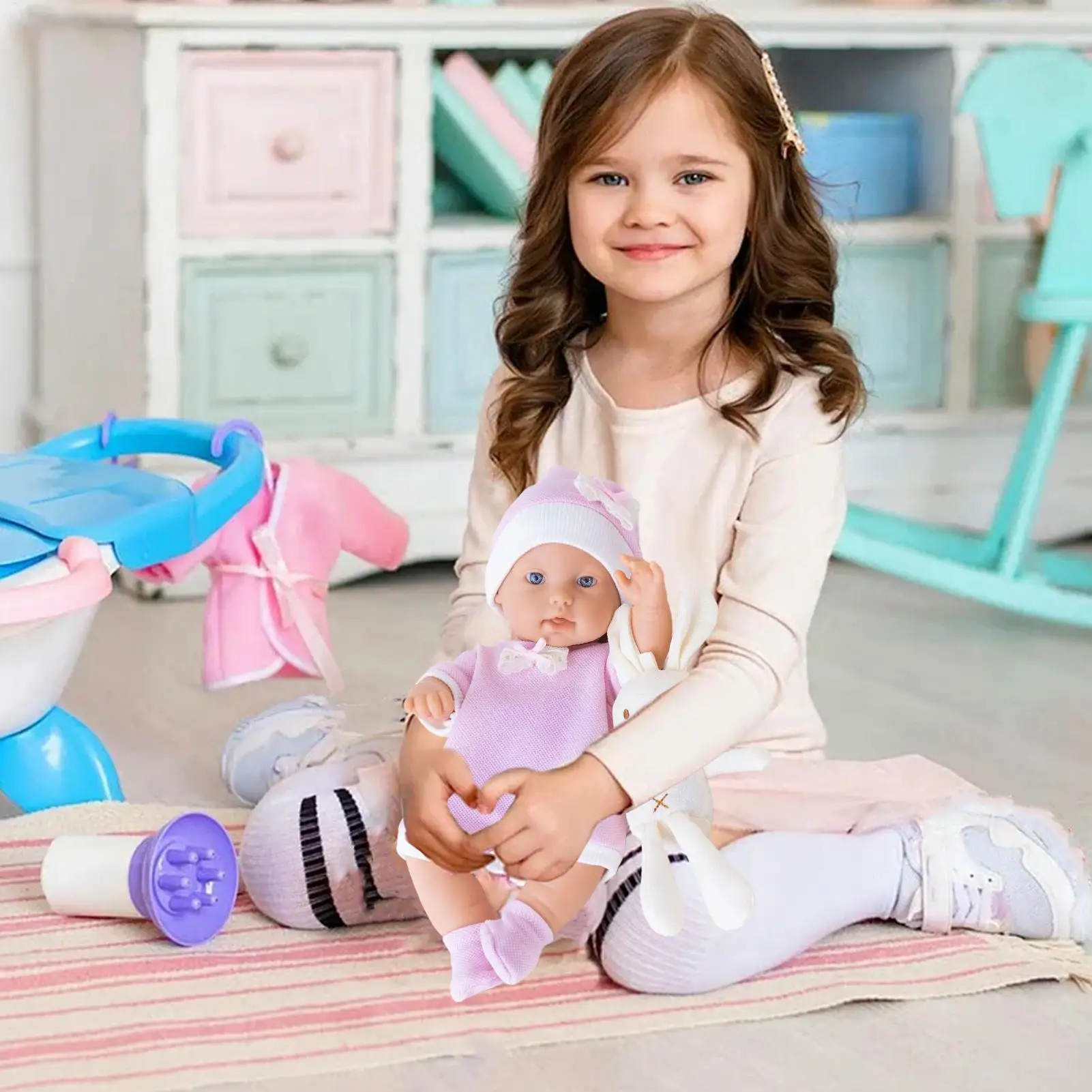 

Realistic Kids Dolls Girl 12 Inch Realistic Full Body Washable Toy With Bunny Real Life Kids Dolls For Family Friends Girls