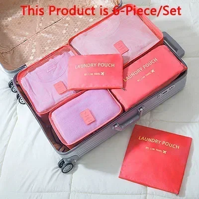 6pcs/Set Travel Organizer Storage Bags Suitcase Packing Set Storage Cases Luggage Organizer Clothes Bra Shoe Tidy Pouch Bag