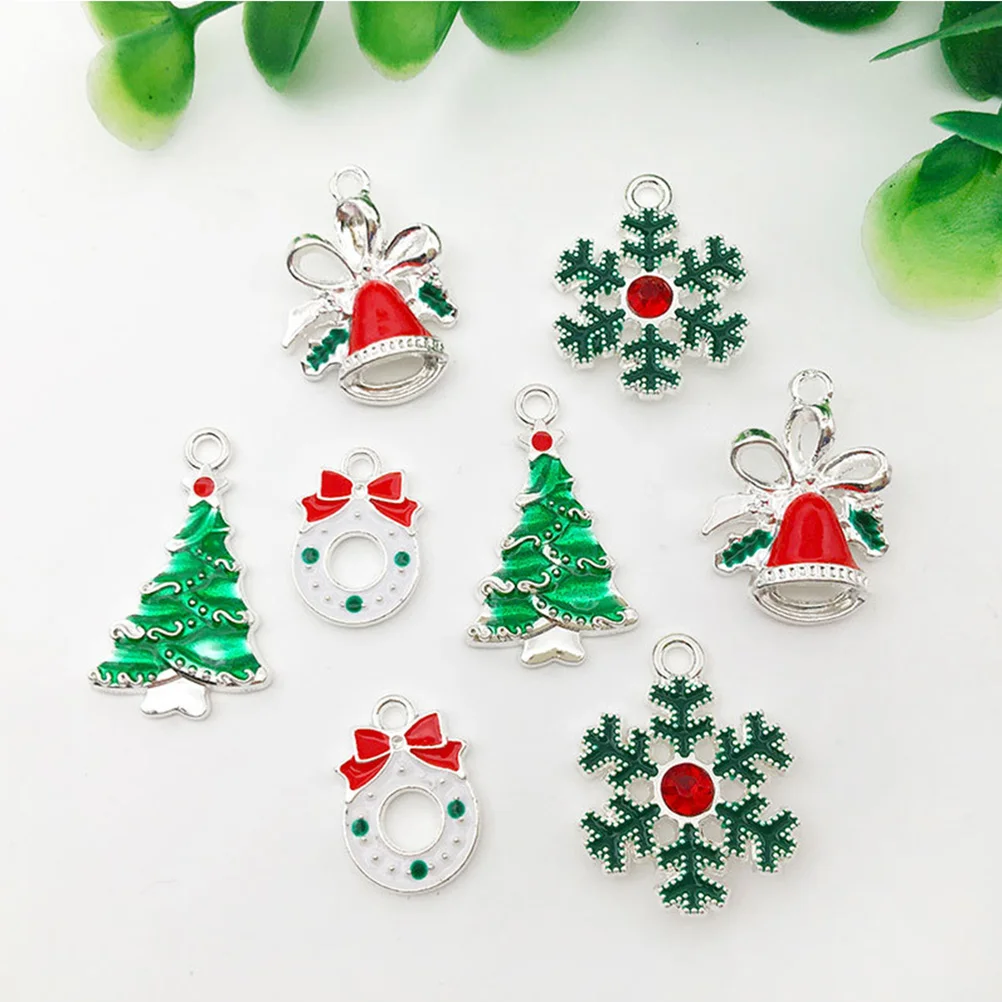 

28Pcs Christmas Charms Alloy Pendants Vibrant Colors DIY Necklace Bracelet Earrings Holiday Jewelry Making Snowflake Bell