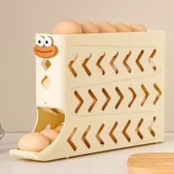 4 Tiers Automatic Rolling Egg Holder Rack New Large Capacity Egg Organizer Storage Box for Refrigerator Egg Dispenser 30 Eggs