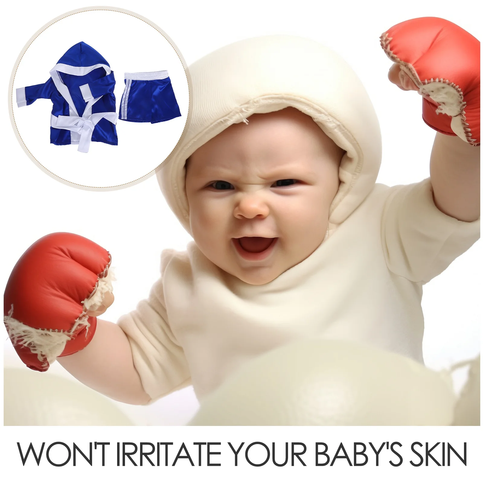 新生児用の写真撮影用ボクシング衣装1セット、快適な幼児用コスチューム、生後1ヶ月の写真撮影に最適、スタジオでの使用に最適