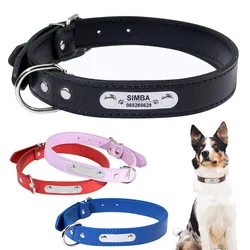 Customized PU Leather Dog Collar Soft Padded Dogs Collars Free Engraving Name for Small Medium Large Dogs Cat Adjustable XS-XL