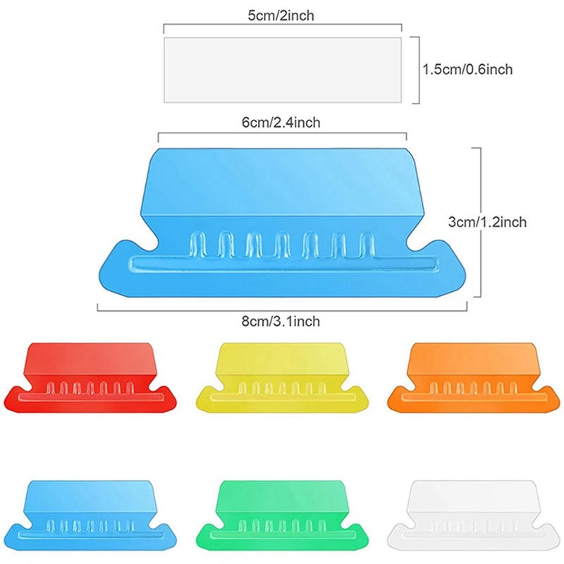 120 set multiwarna gantung File Folder tab dengan sisipan kosong 2 inci plastik gantung File tab untuk menggantung Folder