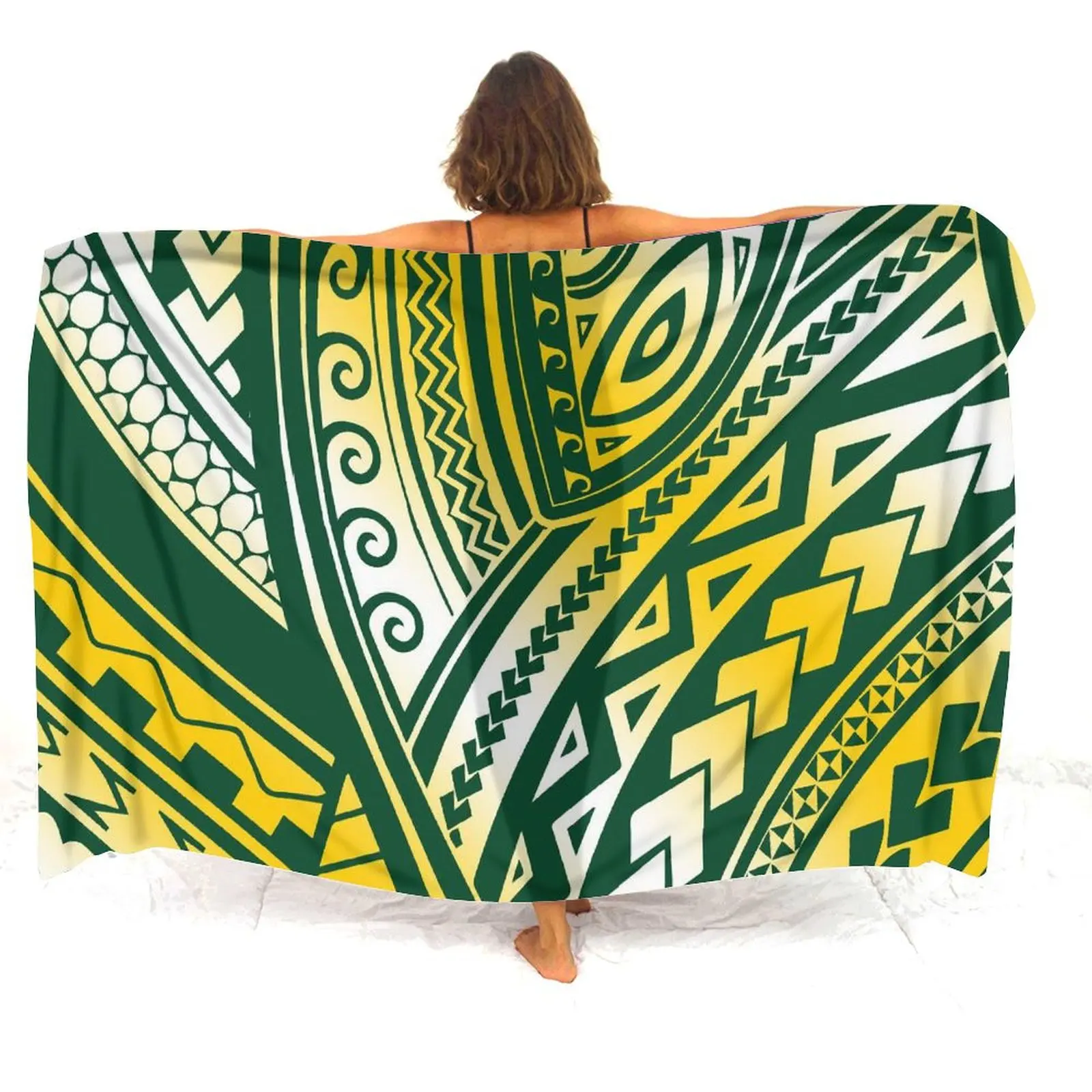 Saia de praia havaiana feminina, macia e requintada, polinésia, feita sob medida, estampa artística, biquíni coberto, xale