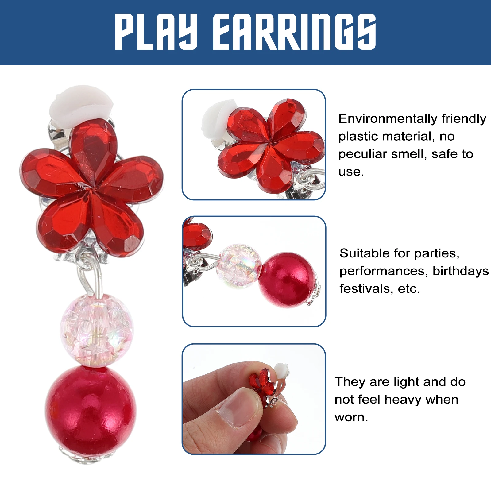 

5Pairs Clip-on Earrings High-Quality Materials Long-Lasting Easy to Wear No Piercing Needed Creative Designs Nice Colors