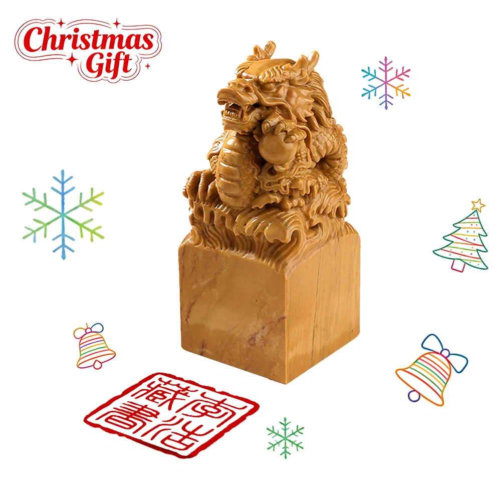 

Korean Seal Custom Japanese Stamp Shoushan Seal Stone Dragon Design Name Stamp for Calligraphy Painting Square Seal Red Inkpad