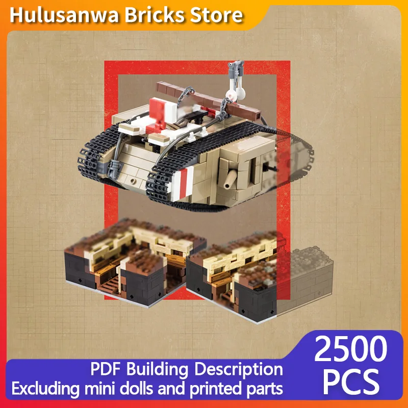 

Mark V Tank And Trenches Model MOC Building Bricks War Equipment Modular Technology Gifts Holiday Assemble Children Toys Suit
