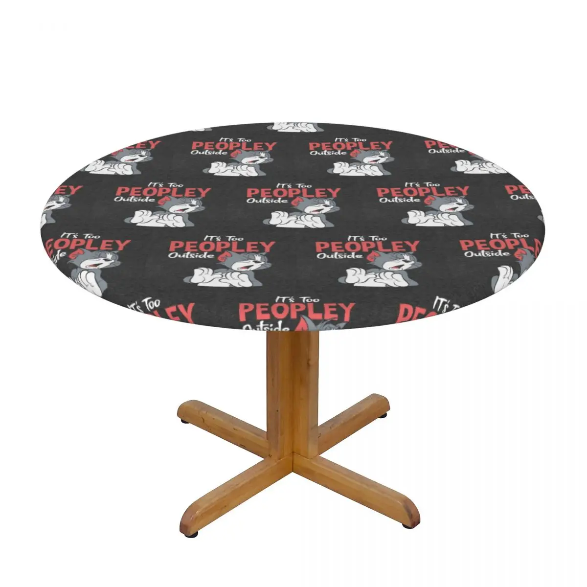 Custom Disney Tom And Jerry Tablecloth Round Elastic Oilproof American Animation Cartoon Table Cloth Cover for Kitchen