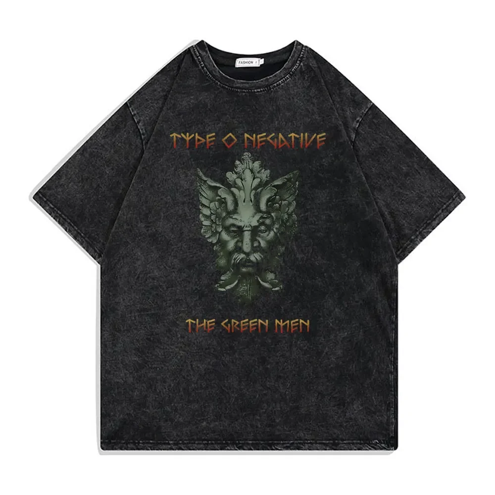 الشهيرة أفضل روك باند نوع O سلبي الرجل الأخضر خمر غسلها تي شيرت القوطية المعادن تي شيرتات قصيرة الاكمام الرجال خمر الهيب هوب #2