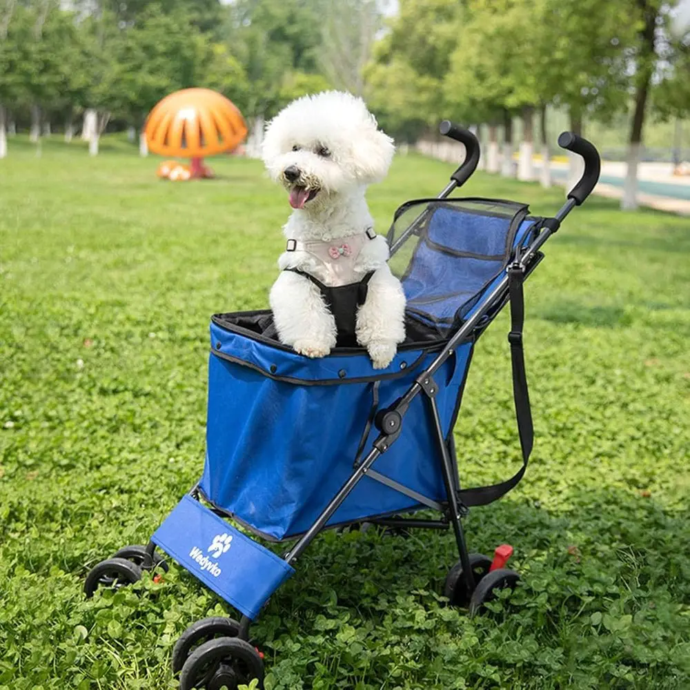 Compact Outdoor Dog Stroller, 60 lbs Capacity, Shopping Cart, Ideal for Camping, Sports, and Gardening (Blue)