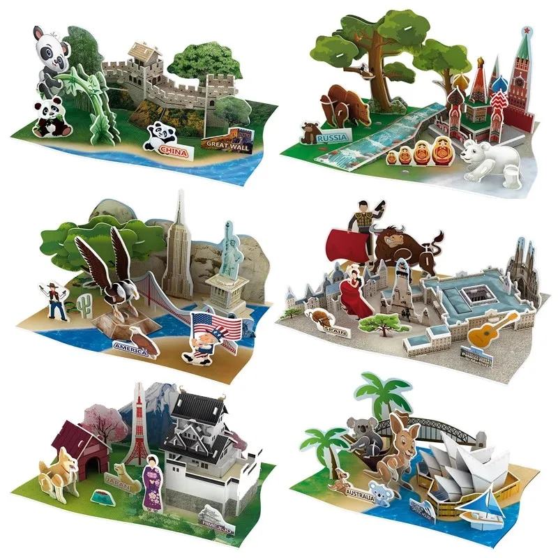

Travel Around The World Tour Russia 3D Paper Puzzle Building Model Toy Japan China Australia Spain America Boy Girl Friend Gift