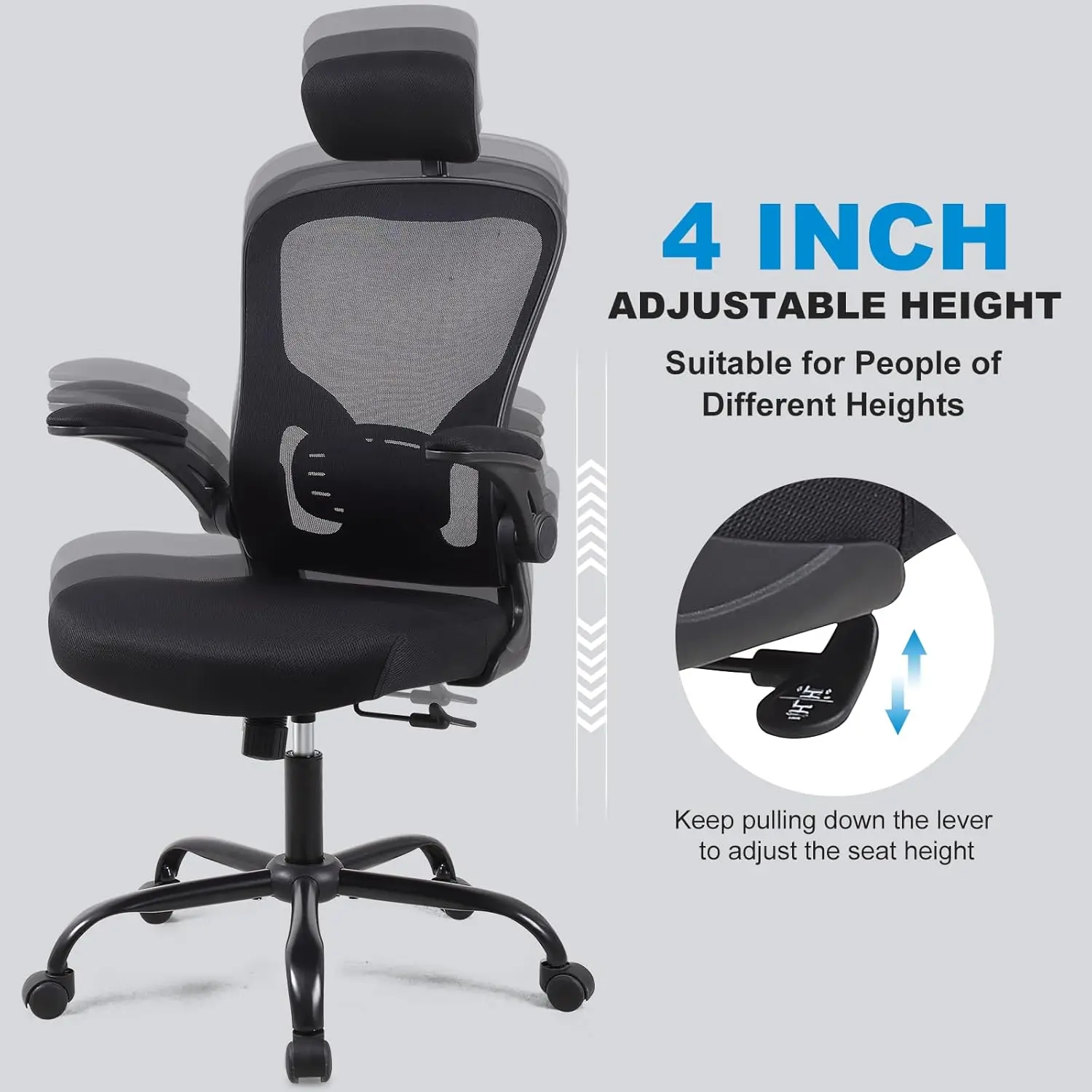 Ergonomic Office Desk Chair 8Pack- Mesh Home Office Desk Chairs with Lumbar Support & 3D Adjustable Armrests,