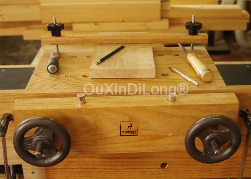 1Set Mini Beech Wood Workbench Handwheel with Moxon Vise Carpenter Workbench Vise Complete Portable FG942