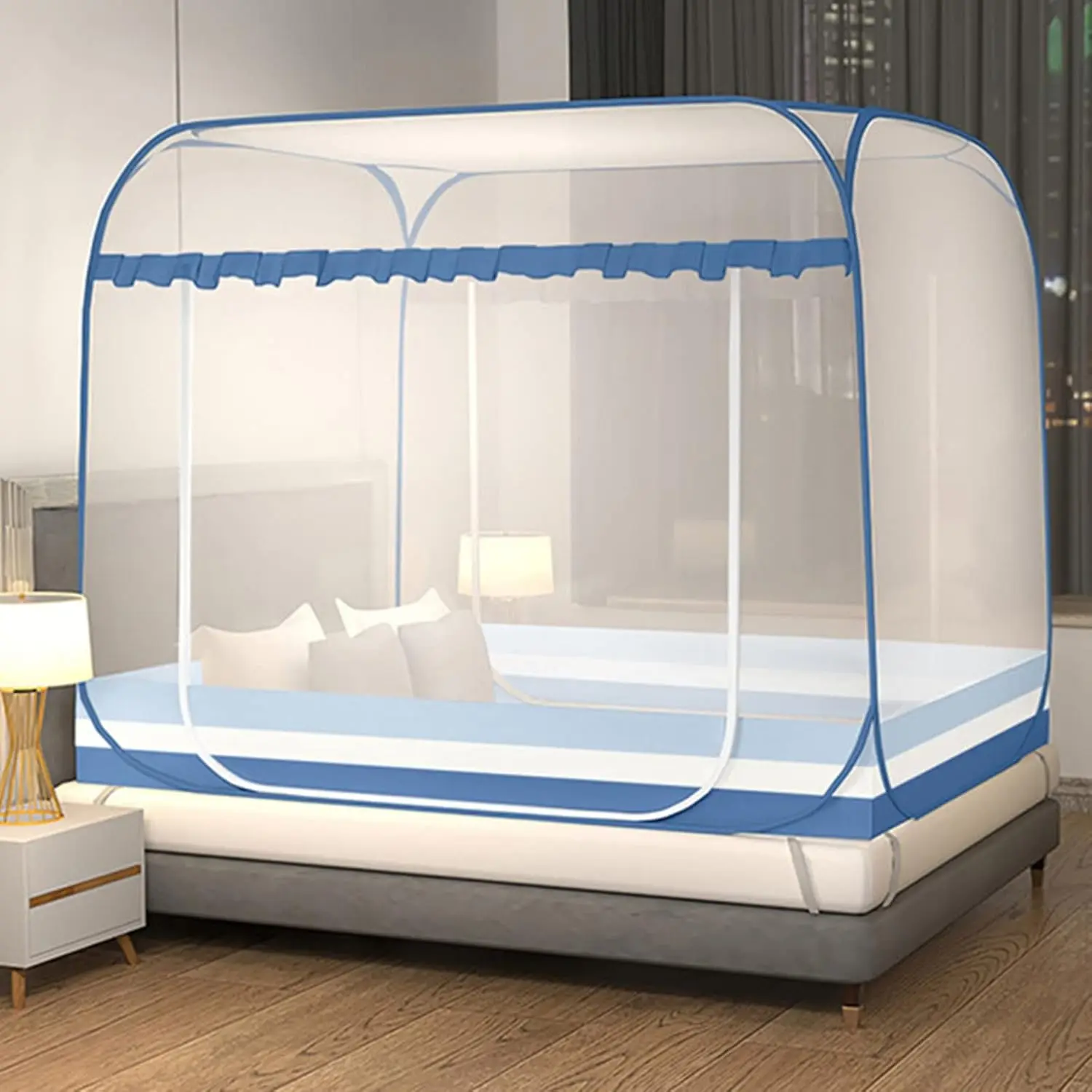 

Jsanh Folding Mosquito Net Tent Canopy Curtains For Beds Pop Up Mosquito Net Tent King Size Portable Mosquito Netting With