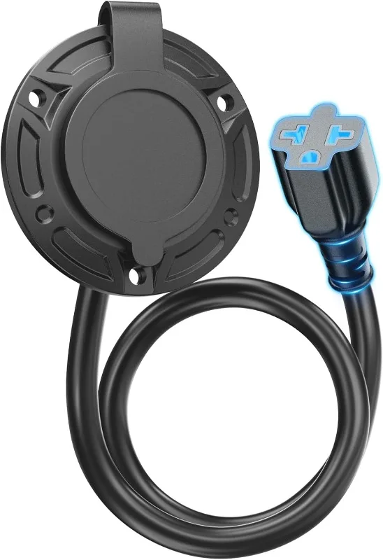 ملحقات مدخل الطاقة RV Shore المقاومة للماء شديدة التحمل 20 أمبير 125 فولت، محول T-Blade 5 في 1 مع سلك تمديد 16 بوصة للخارجية #1