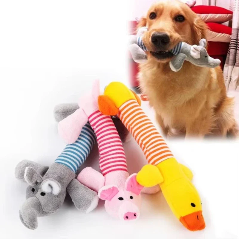 Juguetes de peluche a rayas para perros, surtido de animales chirriantes, formas de hipopótamo, pato, cerdo, duradero, resistente a mordeduras, seguro, lavable, suministros divertidos para mascotas