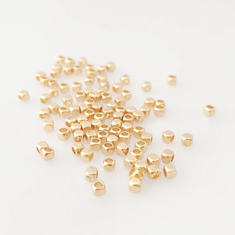 2/3/4 mm hohle Würfelperlen, 18 Karat vergoldete Messing-Abstandsperlen, Trenner für Perlen, DIY-Schmuckherstellungszubehör, Großhändler – Detail 19