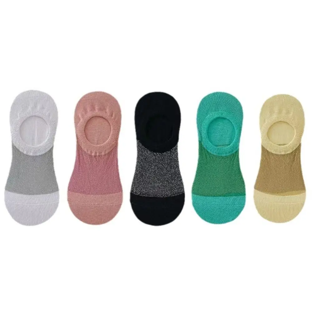 5Pairs موضة غير مرئية الجليد الحرير قارب الجوارب عدم الانزلاق شفافة الصيف الكاحل الجوارب رقيقة الجوارب النساء قصيرة أنبوب جورب النساء #6