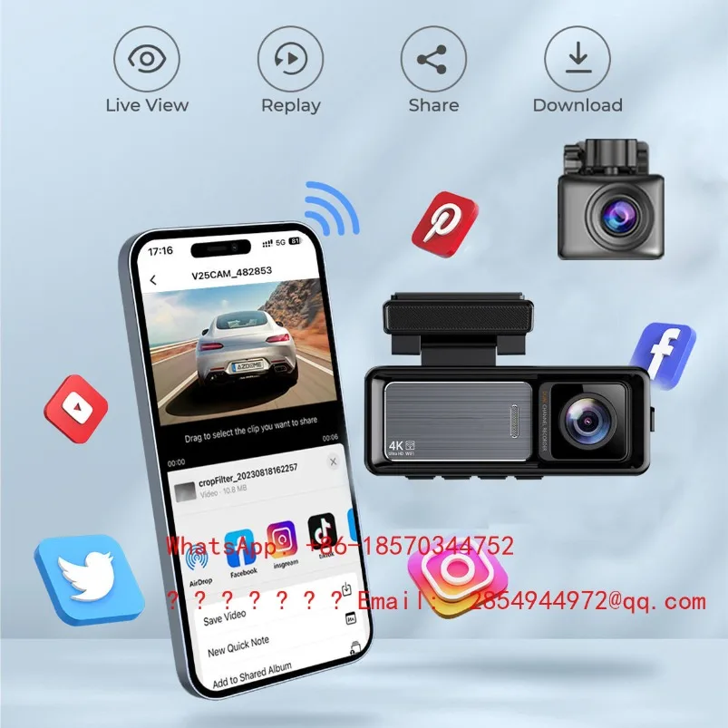 4K Rear 1080P WIFI Front and Rear Dual Lens High Definition Driving Recorder 4k