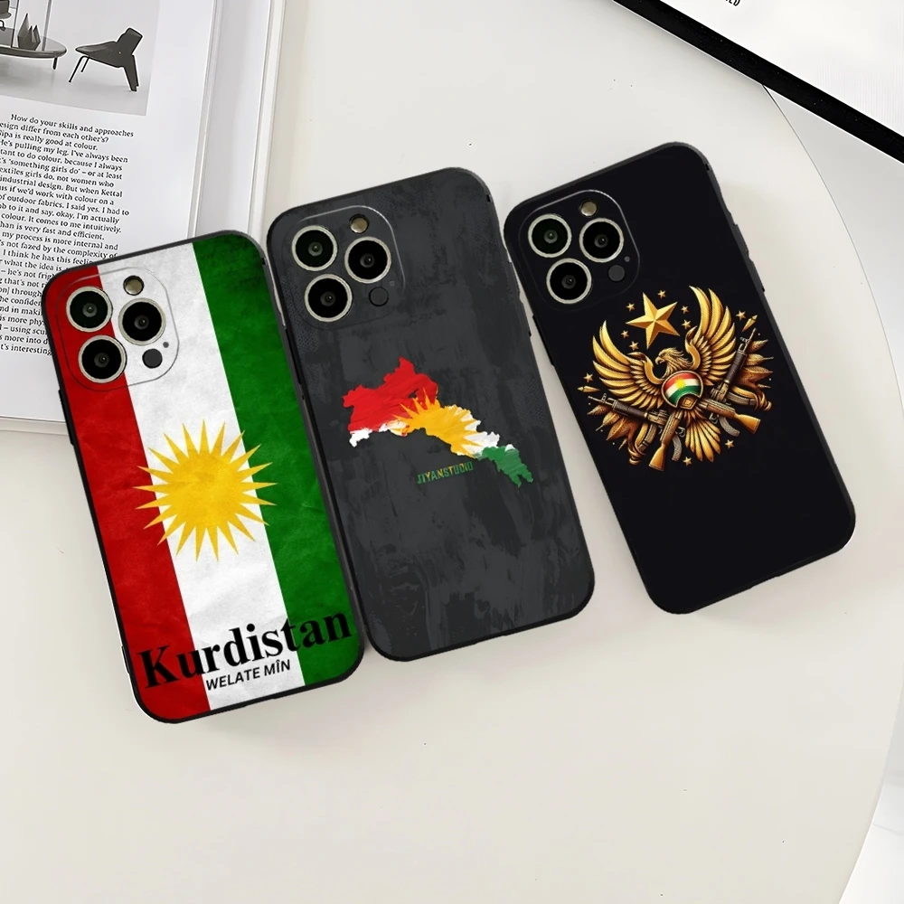 Custodia per telefono bandiera K-Kurdistan per iPhone 13 15 16ProMax 11 14 12 Pro Xs Max Mini Xr X 7 8 Plus Shell Coque