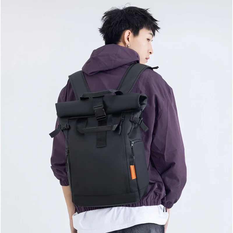 Unisex Modischer Minimalistischer Großraum-Wasserdichter Rucksack Tragbare College-Schultasche Trendiger Designer-Rucksack für Männer – Detail 3
