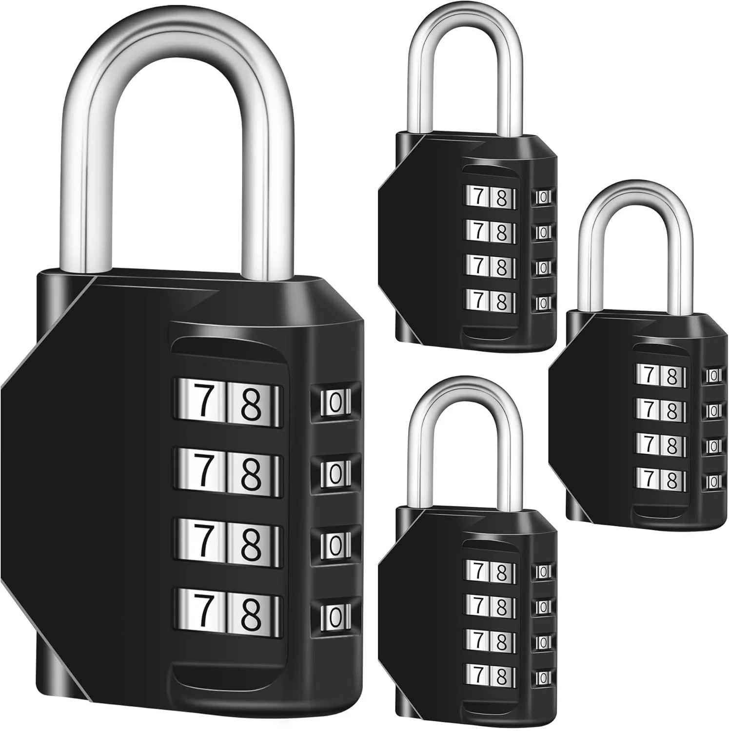 

4 Digit Lock Code Resettable Locker Lock, Heavy Duty Waterproof Indoor and Outdoor Use for School Luggage Gym Cabinet Gate Fence