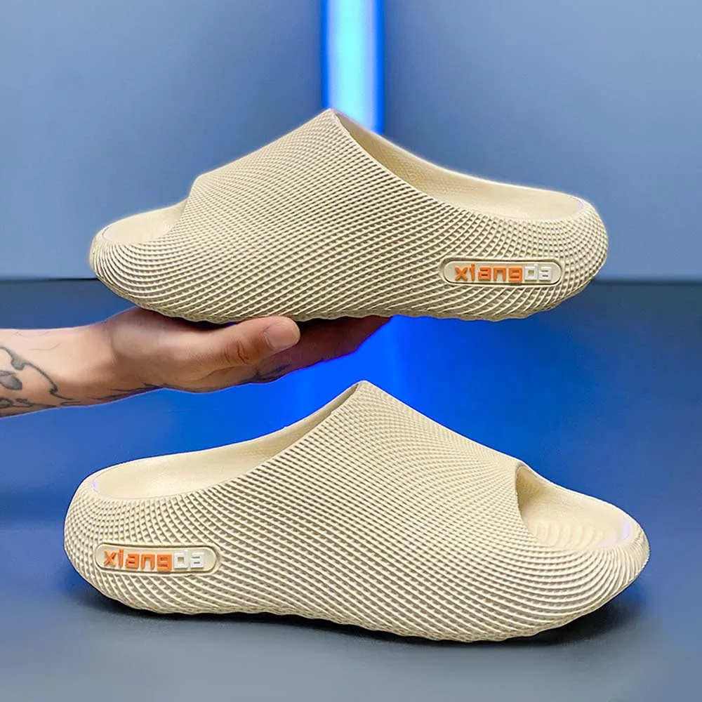 

Модные мужские сандалии с нескользящей мягкой подошвой из ЭВА, повседневные шлепанцы с одним ремешком, домашние тапочки с буквенным дизайном, уличные спортивные сандалии