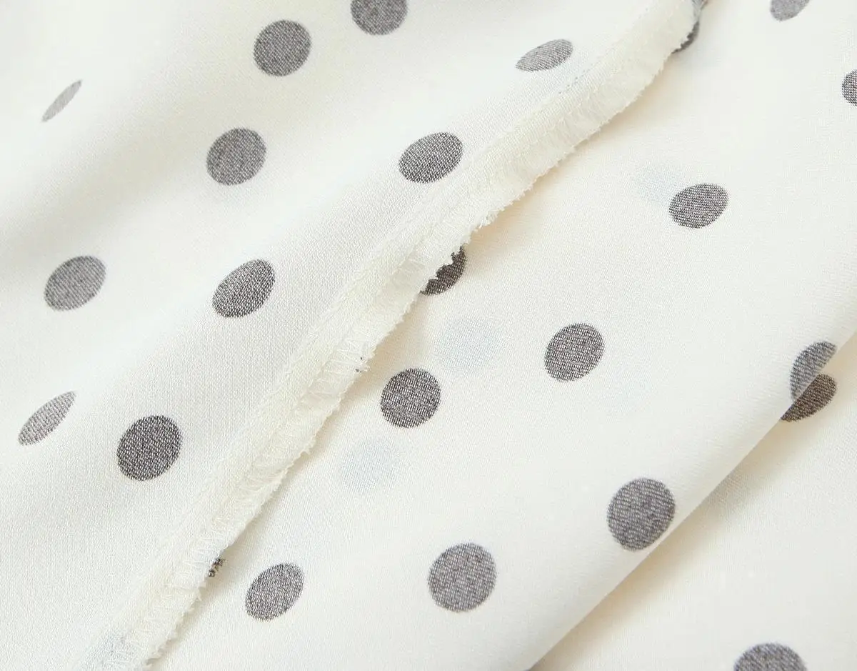 여름 캐미솔 V넥 미디 드레스 여성 백리스 도트 프린트 새틴 드레스 슬리브리스