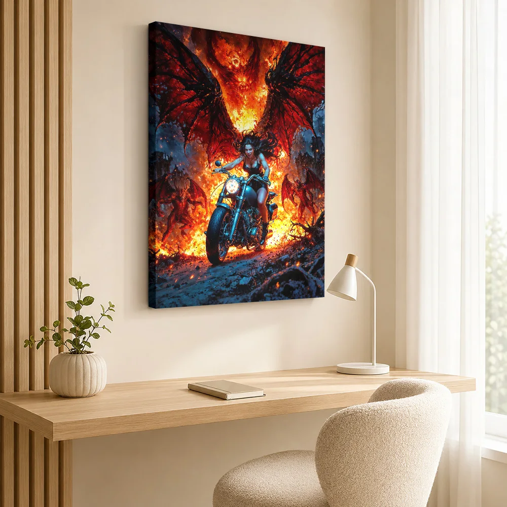 Lilith: Rise Of Fire Framed Canvas Poster Customized Gothic Horror Wall Paintings Decoration for Game Room Gift for Collectors