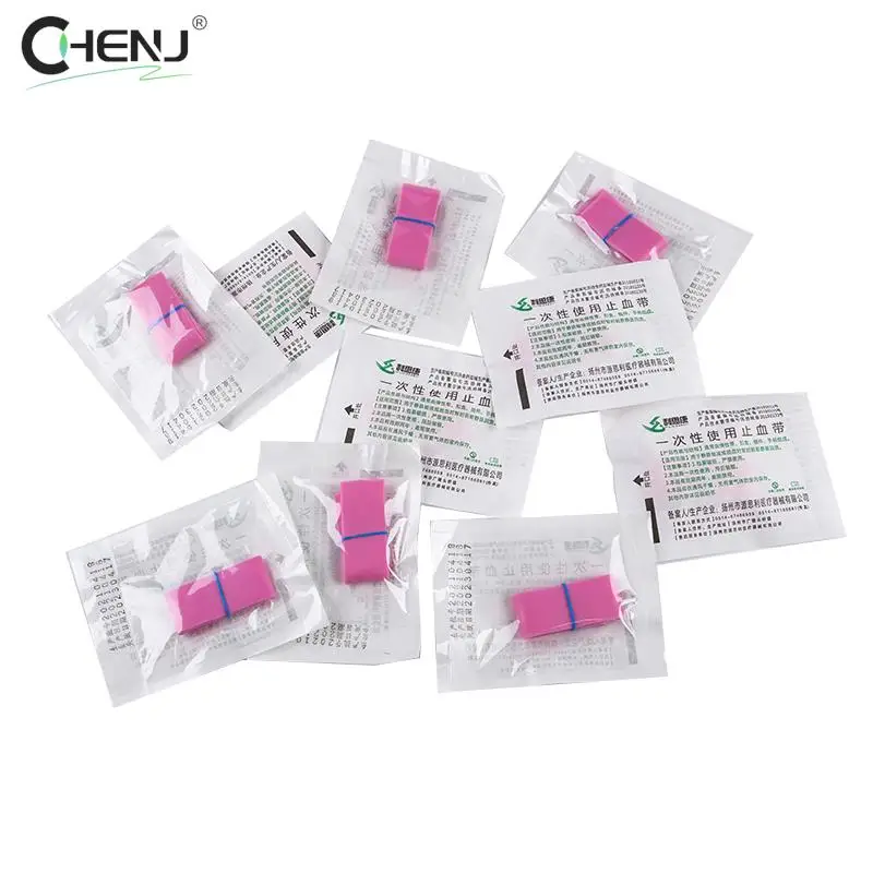 Imagem -05 - Torniquete Descartável com Cinto Elástico Kit Rosa de Primeiros Socorros Produto de Borracha Médica 10 Unid Novo