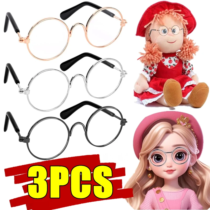 

1-3PCS DIY Doll Dressing Accessories High Quality EXO Dolls Glasses 3 Color Round Frame Lensless Eyewear Toy Miniature Eyeglass