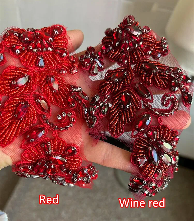 1 Paar handgenähte Glas-Bohrspiegelblumen, funkelnde Strassblumen für Mäntel, Taillenbänder, Schultern, Hochzeitskleider, DIY-Applikation RS4208 – Detail 9