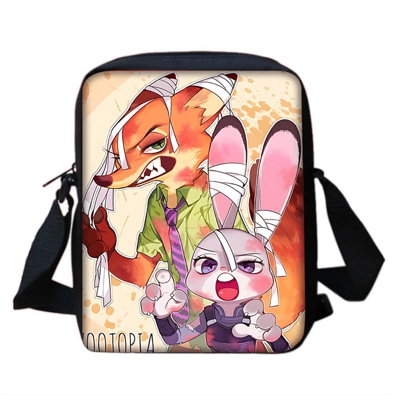 Boy Girls Cartoon Cute Zootopias Printed Shoulder Messenger Bag Child Casual Handbag Men Women Phone Bag Shopping Bag