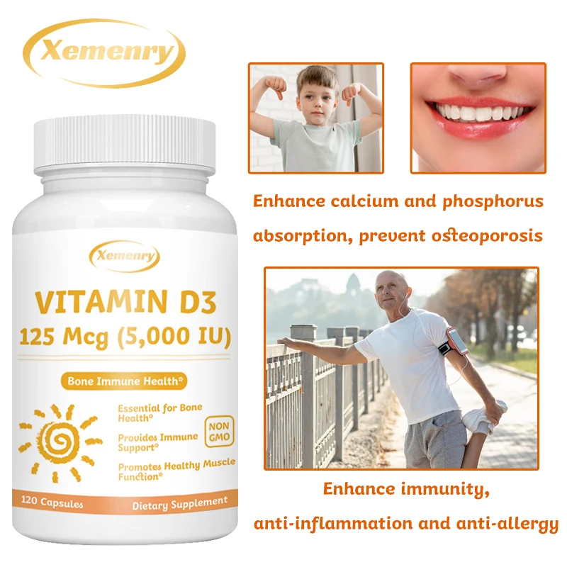 

Vitamin D3 Capsules 4000IU - Helps Muscle Nerve Health Support Bone Density Teeth and Skin Heart Health - 120 Capsules