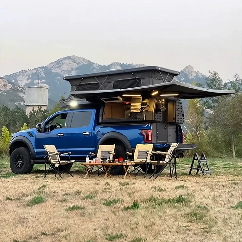 Aluminum Pop Up Bed Camper Roof Top Tent Hard Top Canopy Pickup Truck Cover