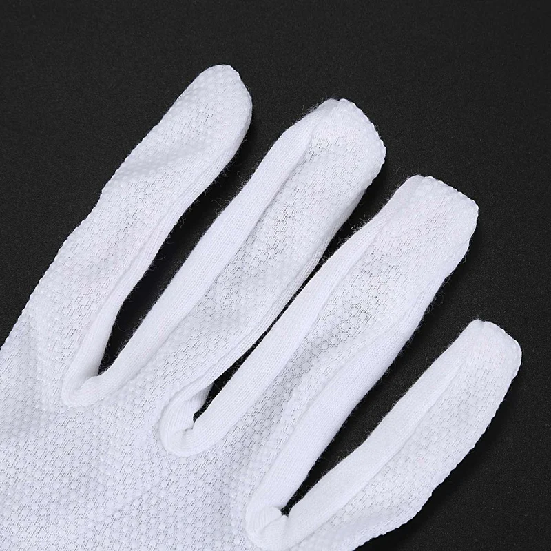 4 Pair Protective Anti-Slip White Cotton Work Driving Gloves