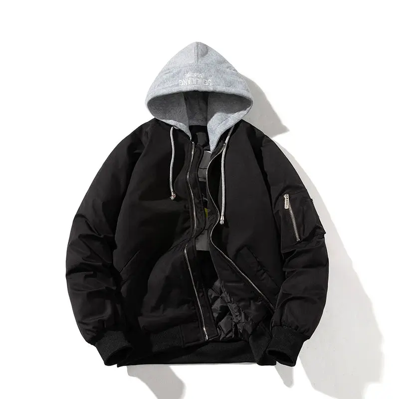 

Мужская куртка-бомбер из утолщенного хлопка, модная верхняя одежда для весны, лета и осени, свободный крой, для пар
