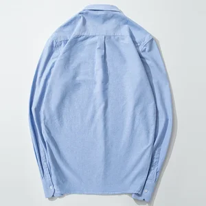 Herren -Langarmhemd, reines Baumwoll, Oxford, besticktes Pferd, lässig ohne Taschen, solides Hemd, große Größe, 2024 8 Hauptverkaufshemd Langarm ohne Tasche - №8