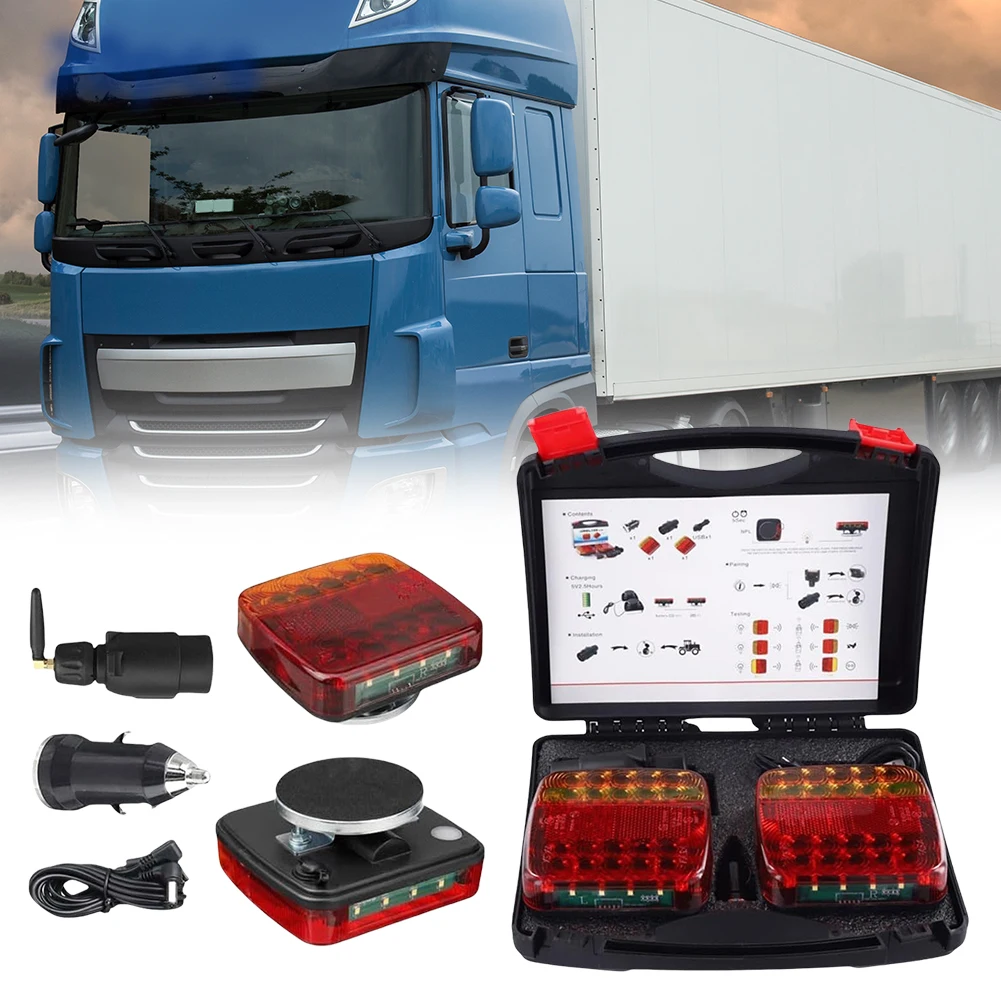 LED Magnetic Wireless Tail Lights for Trailer Waterproof Rechargeable Towing Light Kit Portable LED Tow Tail Lights Kit